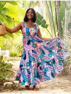 J. Crew Ratti Kaleidoscope Print Multicolor Apron Front Maxi Dress 6